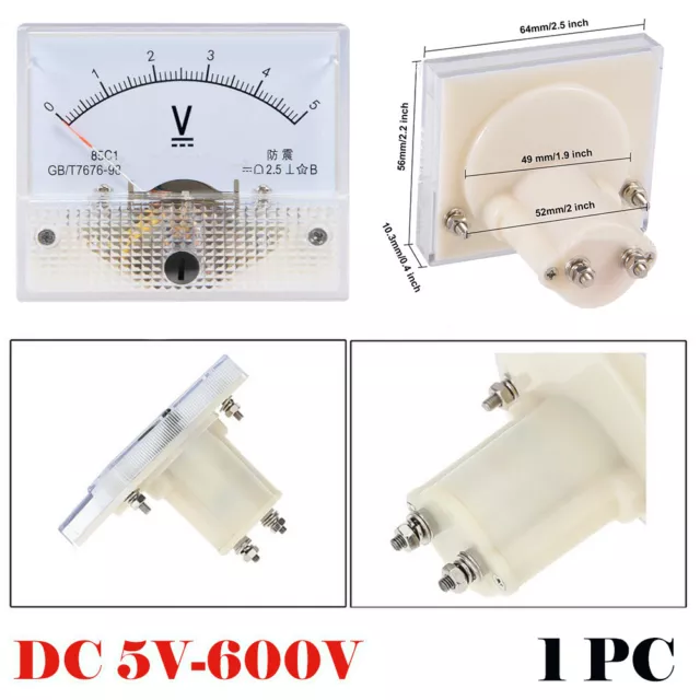 5-600V Pointer Panel DC Voltmeter Voltage Meter Display Analog Volt Square UK