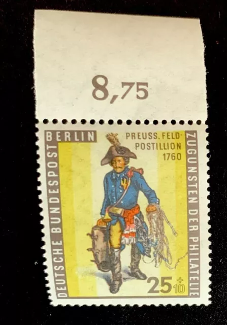 MiNr 131 Berlin 1955 Tag der Briefmarke 25+10 Pf., Oberrand, postfrisch