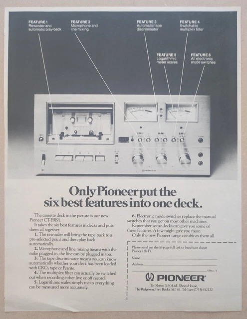 PIONEER OPERATING INSTRUCTION Manual for CT-F1250 Stereo Cassette Tape