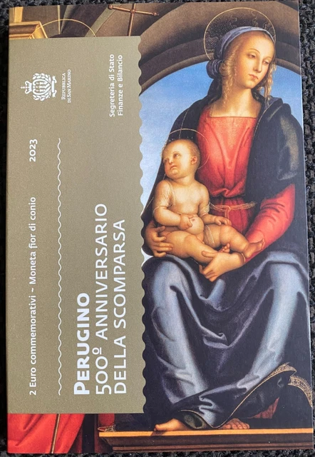 2 Euro Gedenkmünze 2023 aus San Marino, 500. Todestag von Perugino, Klappfolder