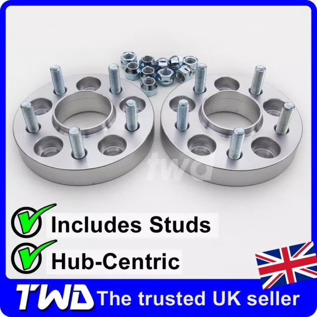 25Mm Hub-Centric Alloy Wheel Spacers For Ford 5X108 Pcd / 63.4Mm Bore + Nut -2Lx
