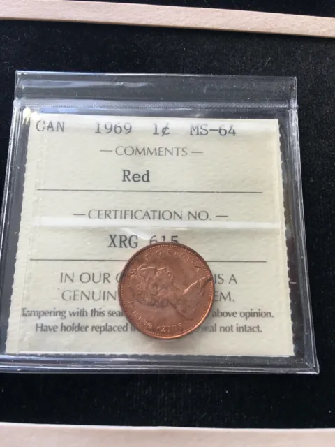 1969  ICCS Graded Canadian, Small One Cent, **MS-64**