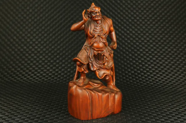 chinese old boxwood hand carved buddha clairaudience statue figure 3