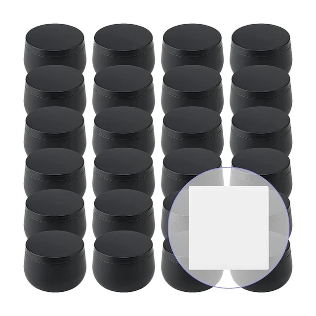 Paquete de 24 latas de velas negras de 8 oz, contenedores de velas metálicas a granel frascos de velas wi X6B8