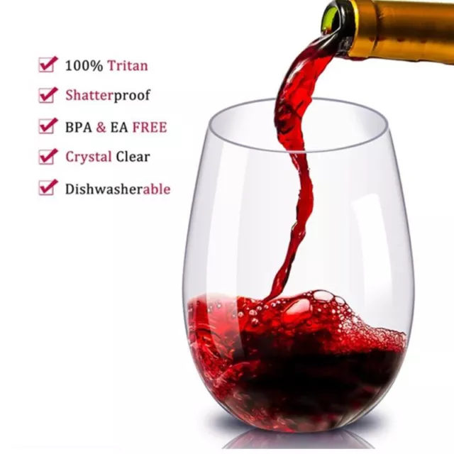 4 Pcs Unbreakable Wine Glasses Shatterproof Plastic Glass Safe Reusable Beer F❤❤