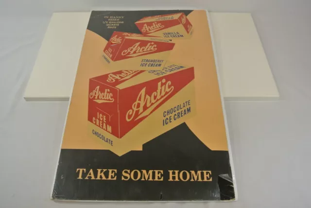Arctic Ice Cream Cardboard Advertising Sign Take Some Home VTG Dessert Ad