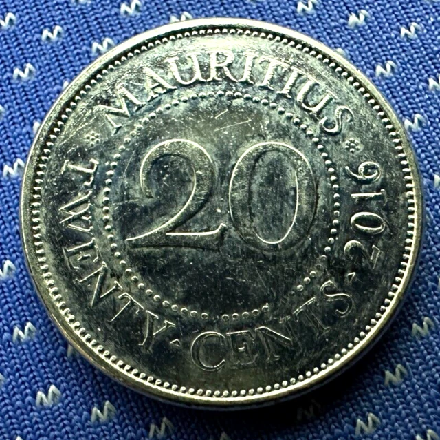 2016 Mauritius 20 Cents Coin UNC  RARE CONDITION #M590