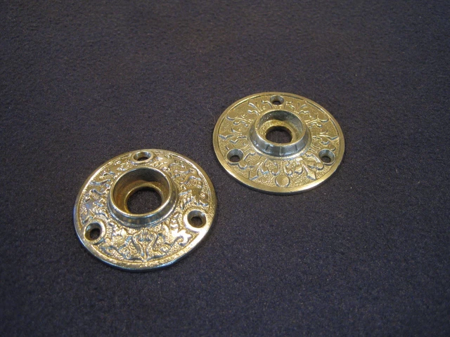 Antique Victorian Eastlake Cast Iron Escutcheons Rosettes Door Backplates 1890's