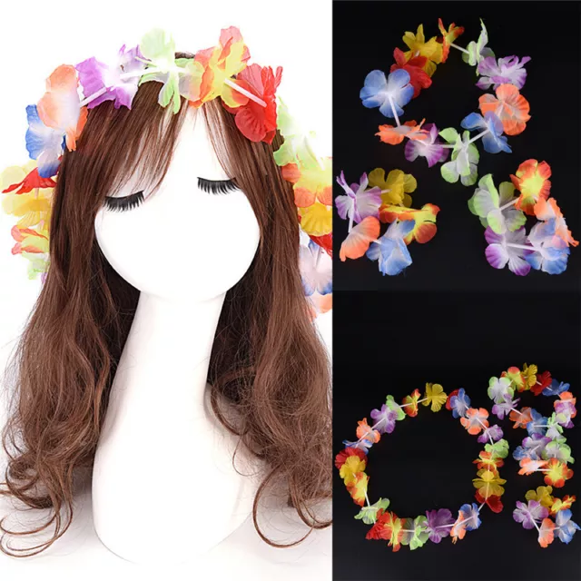 4 pz/set costume festa abito hawaiano fantasia collana fiori ghirlanda fascia *H7