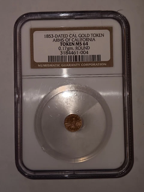 1853 California Fractional Gold Arms Of California Ngc MS64