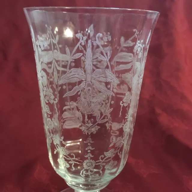 Heisey Crystal Orchid Iced Tea Glass 6-5/8” H Footed No 5025 Etch 507 Vintage 2