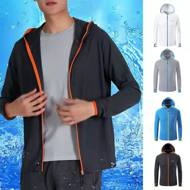 Men UPF 50+ UV Protection Jacket T-Shirt Hoodie Long Sleeve Outdoor Fishing Top✧