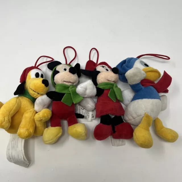 DISNEY STORE PLUSH ORNAMENTS Mickey & Minnie Mouse Donald Duck Pluto