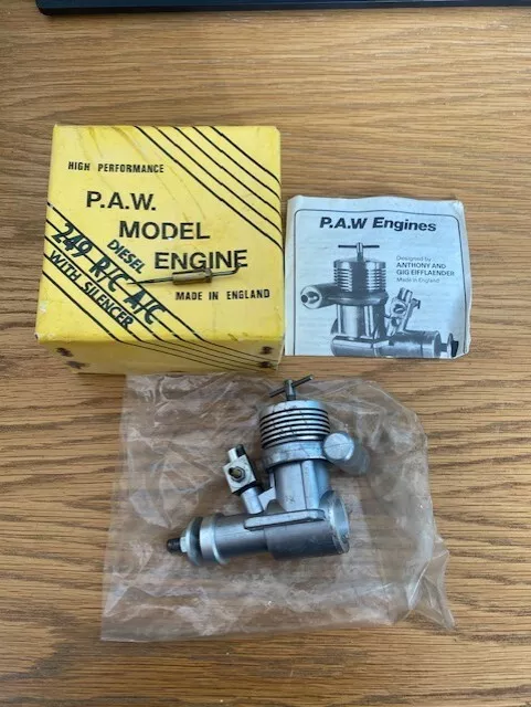 Vintage P.A.W Model Aircraft Engine Diesel 249 R/C/ A/C with silencer