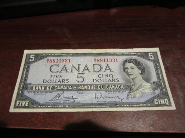 1954 - $5 Canada note - Canadian five dollar bill - RX8811331
