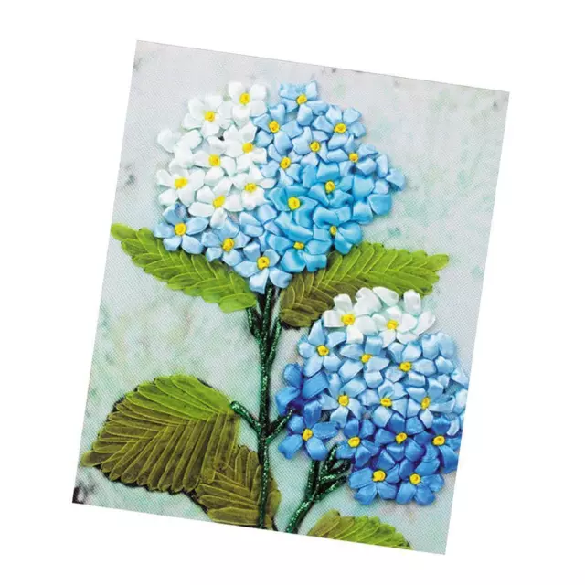 kit di ricamo a nastro per principianti blu modello di fiore fai da te a casa