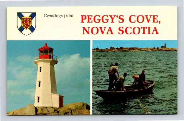 Greetings From Peggys Cove Nova Scotia NS Canada Lighthouse Postcard UNP Mirro