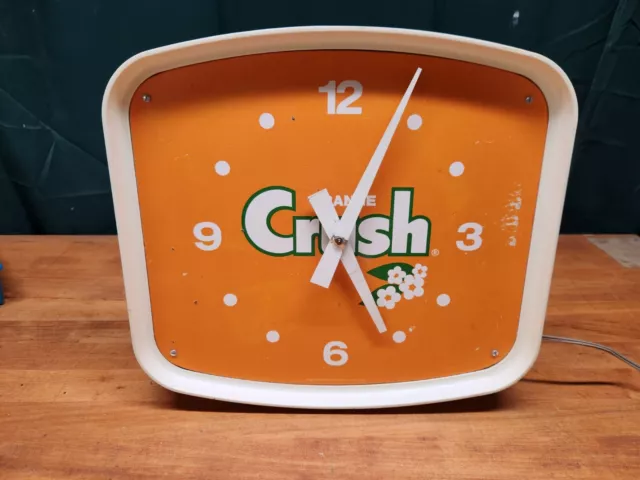 Vintage Orange Crush Soda Pop Sign Clock Working Advertising