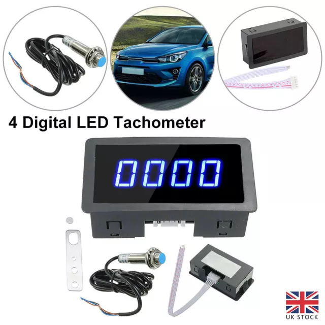 4 Digital LED Tachometer RPM Speed Meter Car Meter Proximity Switch Sensor UK