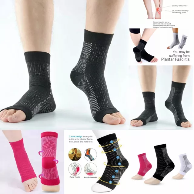 2 Copper Ankle Plantar Foot Support Socks Compression Tendon Brace Sprain Sports