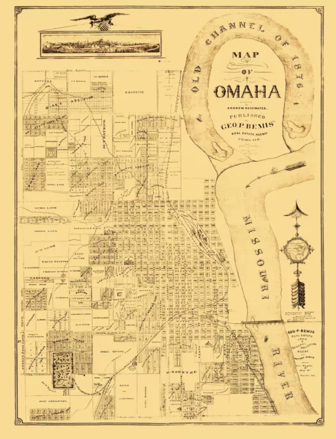 Omaha Nebraska - Bemis 1876 - 23 x 30