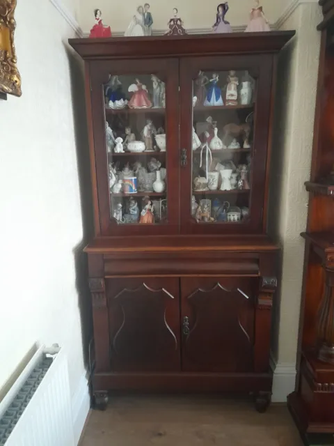 Antique Victorian Mahogany Bookcase Display Cabinet Cupboard Wall Unit C1890