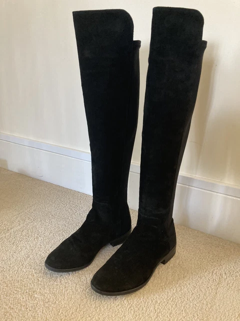 CLARKS CADDY BELLE Suede Long Over The Knee Boots Sz 4.5 Grey Beige Taupe 45.00 PicClick UK