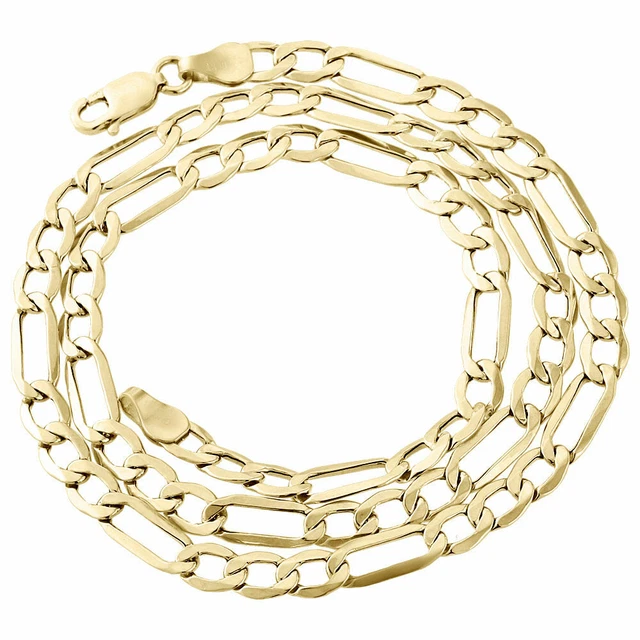 10K Gelbgold 4.5mm Massiv Figaro Gliederkette Halskette Herren Damen 40