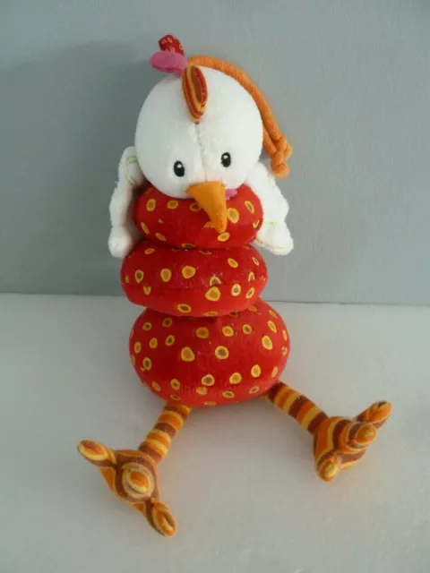 C. Doudou Peluche Hochet Lilliputiens Oiseau Poule Vibrant Rouge Grelot - Ttbe