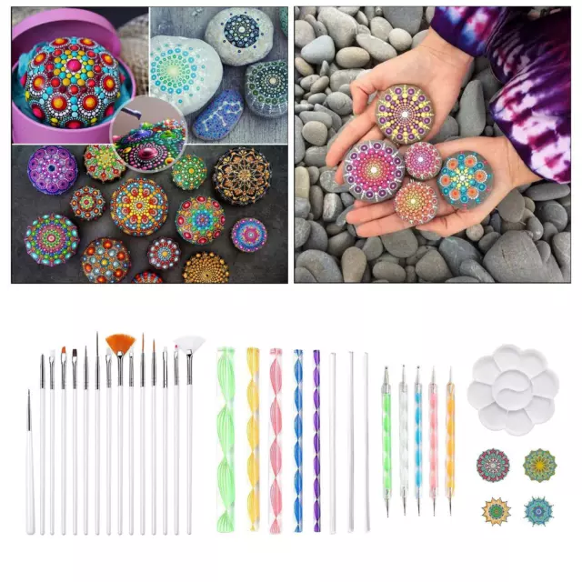 33x Mandala Pochoirs Dotting Peinture Outil Modèle Kit DIY Pierre Rock