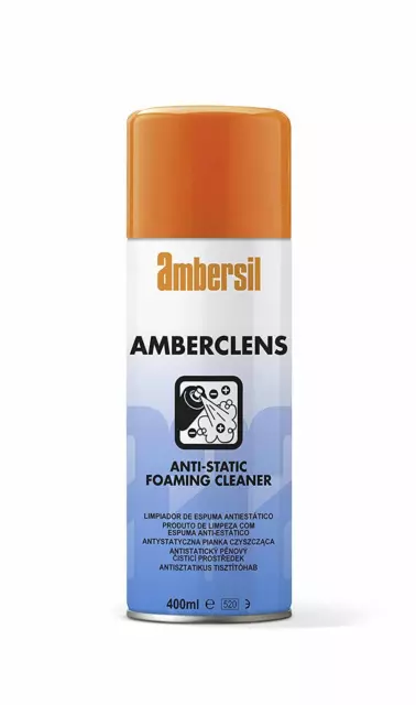 Pack of 2 Ambersil 400ml Amberclens Aerosol Anti-Static Foaming Cleaner 31592