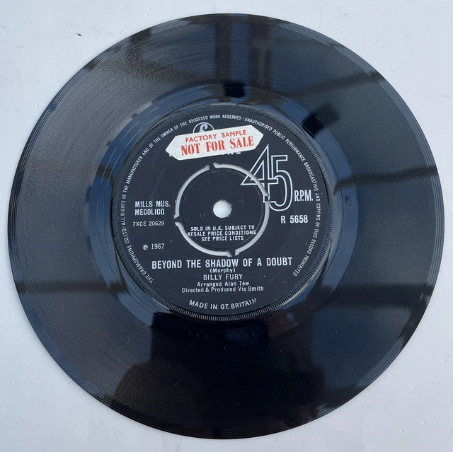Billy Fury " Beyond The Shadow Of A Doubt " Parlophone R 5658  Factory Sample Ex