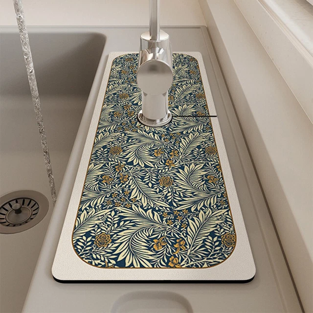Alfombra de mesa almohadilla absorbente de goma de poliéster para baño aparatos de cocina (estilo E)