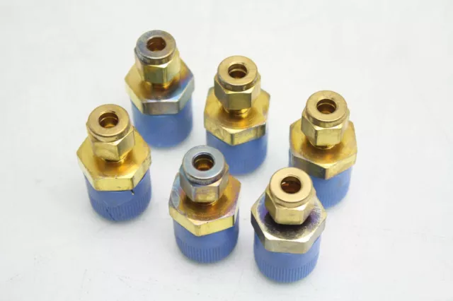 6 New Parker 4-8 FBZ-B Tube Connectors / Brass / 1/2" MNPT x 1/4" Tube OD