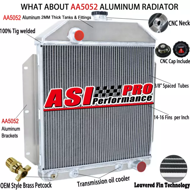 4 Row Radiator for 49-53 Ford Country Squire Sedan Chevy Engine 3.5L 4.2L 3.7L