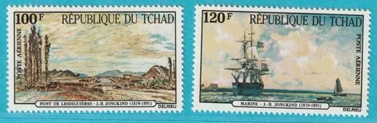 Tschad 1976 ** postfrisch MiNr. 773-774 Gemälde Jongkind Schiffe