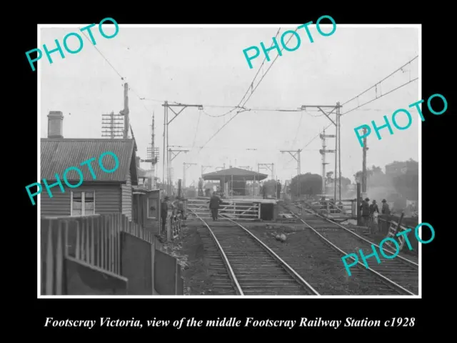 OLD LARGE HISTORIC PHOTO OF FOOTSCRAY VIC, FOOTSCRAY RAILWAY STATION c1928