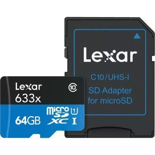 Lexar 64GB 64G 633x 95MB/s Micro SDXC MicroSD Class10 UHS-I SD Adapter Bulk AU