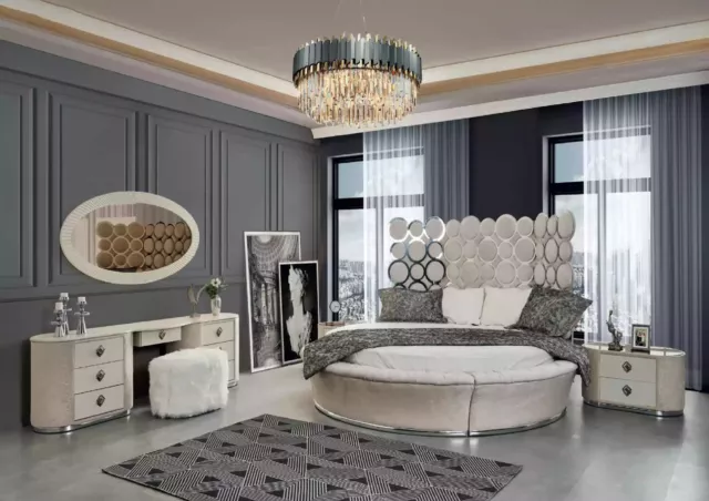 Juego de dormitorio cama moderna + 2 mesitas de noche + Maquillaje + Espejo nuevo