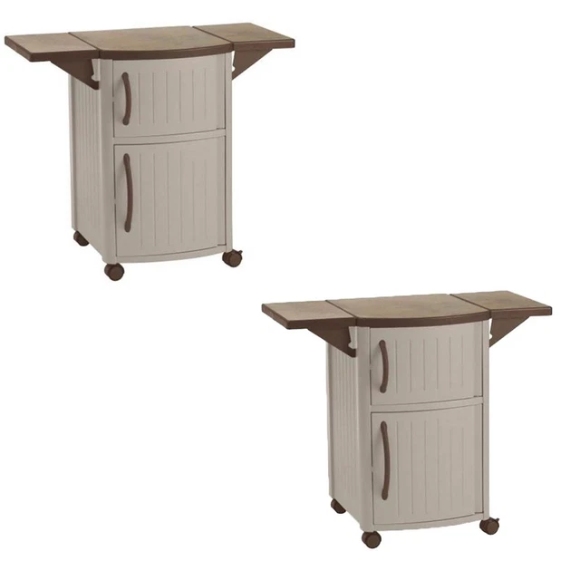 New  Portable Outdoor Patio Prep Serving Station Table & Cabinet (2 Pack)