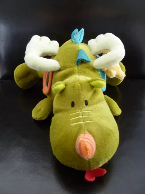 *. Doudou Peluche  Lilliputiens Walter Le Dragon Vert Hochet Grelot Miroir Ttbe 2