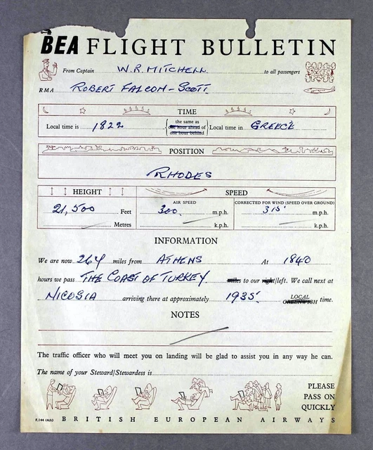 Bea British European Airways Airline Flight Bulletin Vickers Viscount Report 3