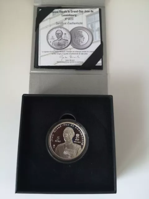 Luxemburg 5 Euro 2019  Großherzog Jean 1921 - 2019 PP  Etui Zertifikat Silber