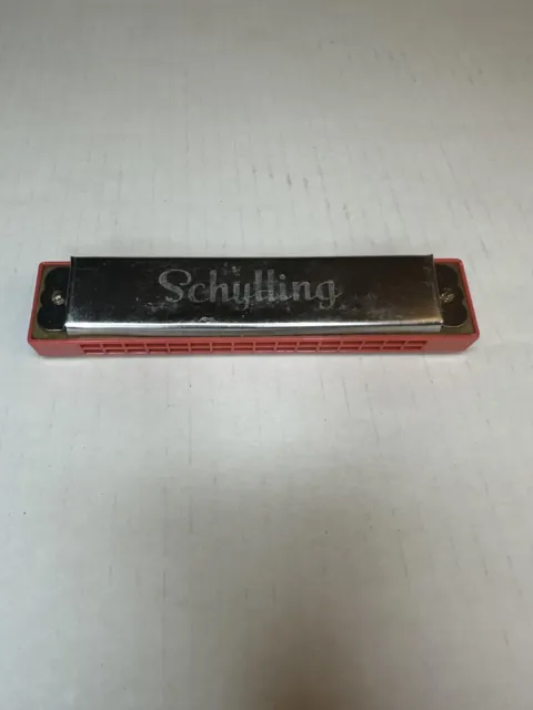 Schylling Beginner Learn To Play Harmonica 16 Hole Tin Silver And Red