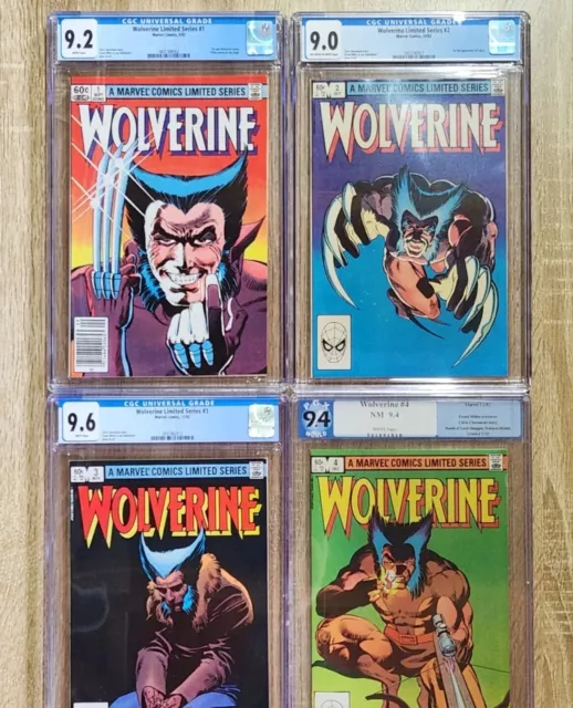 Wolverine Limited Series High Graded NM Set 1 - 4 🔥 🔑 Newsstand #1 - 1982 Cgc