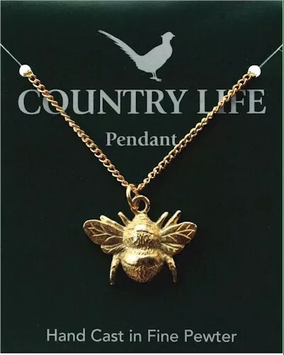 Bee Gold Plated Pewter Pendant On A Chain