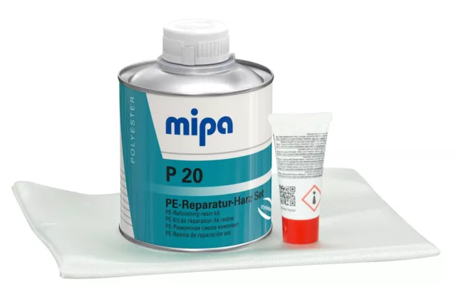 Mipa P 20 Reparatur-Set PE-Reparatur-Harz, inkl. Härter und Glasgewebe 250 g |