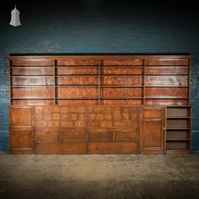 Haberdashery Shop Chemist Display Draws, Large 19thC Mahogany Wall Shelving Unit