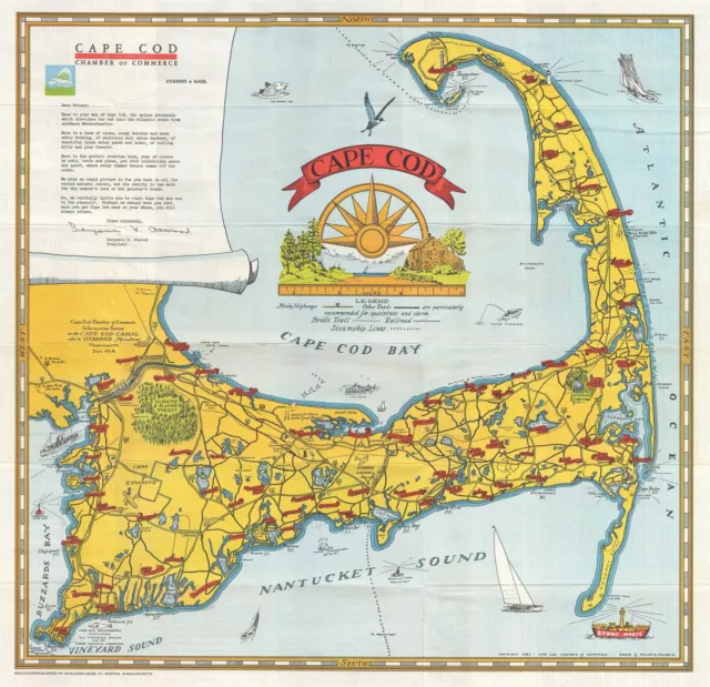 1951 Miller Pictorial Map of Cape Cod