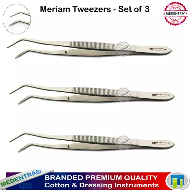 X3 Meriam College Tweezers Cotton and Dressing tweezers Pinzette per Medicazioni